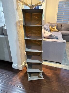 Set of 2 Gray 6-Shelf Hanging Closet Organizers Storage Shelves
